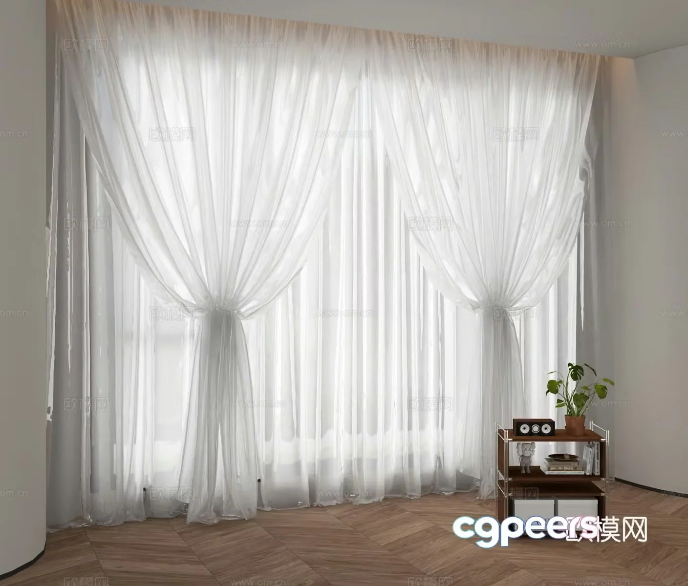 3D model of window screen curtain moving side