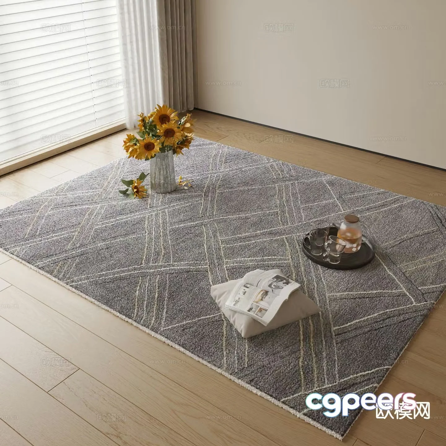 Modern carpet square rug 3d model