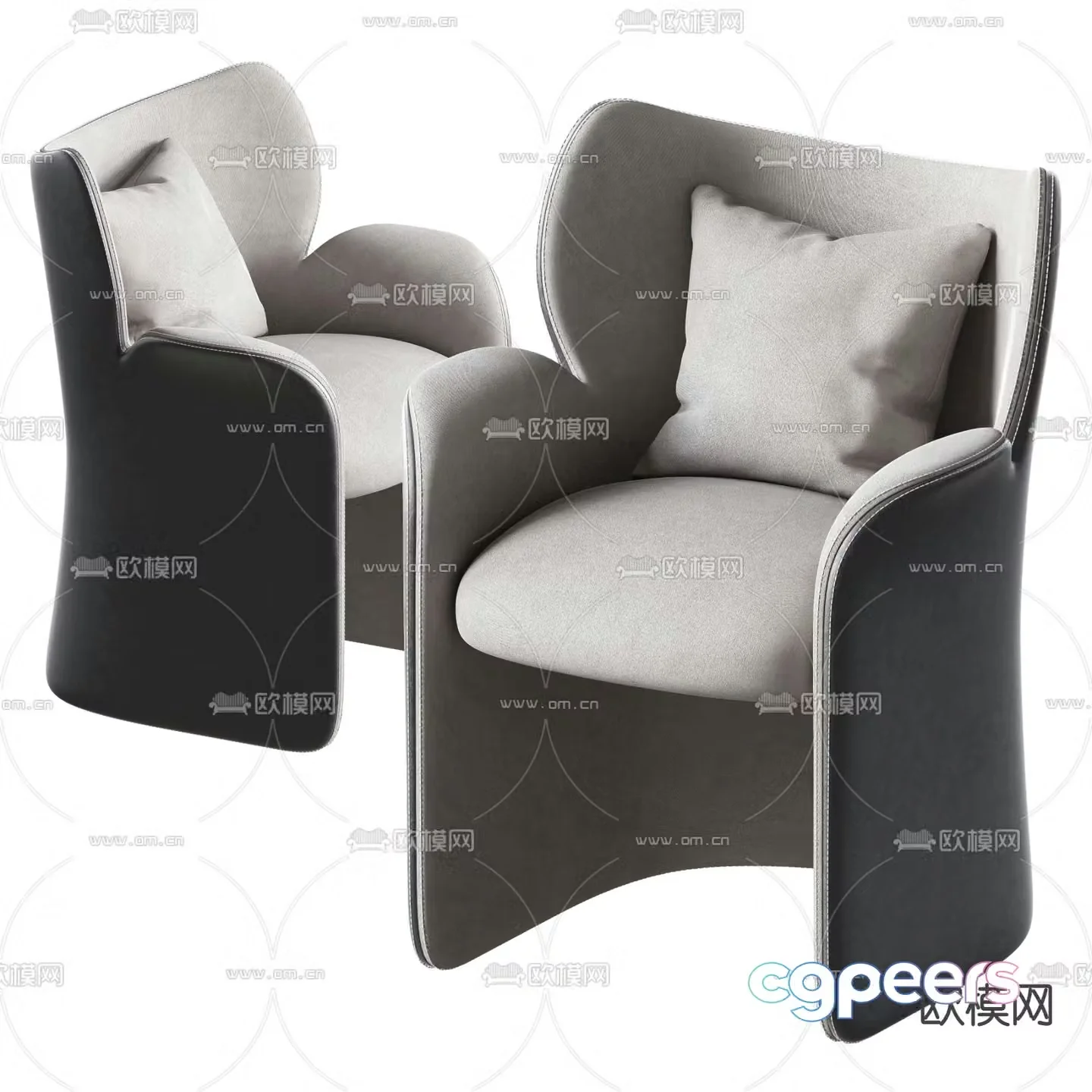 NatuzziItalia black and gray lounge chair 3d model