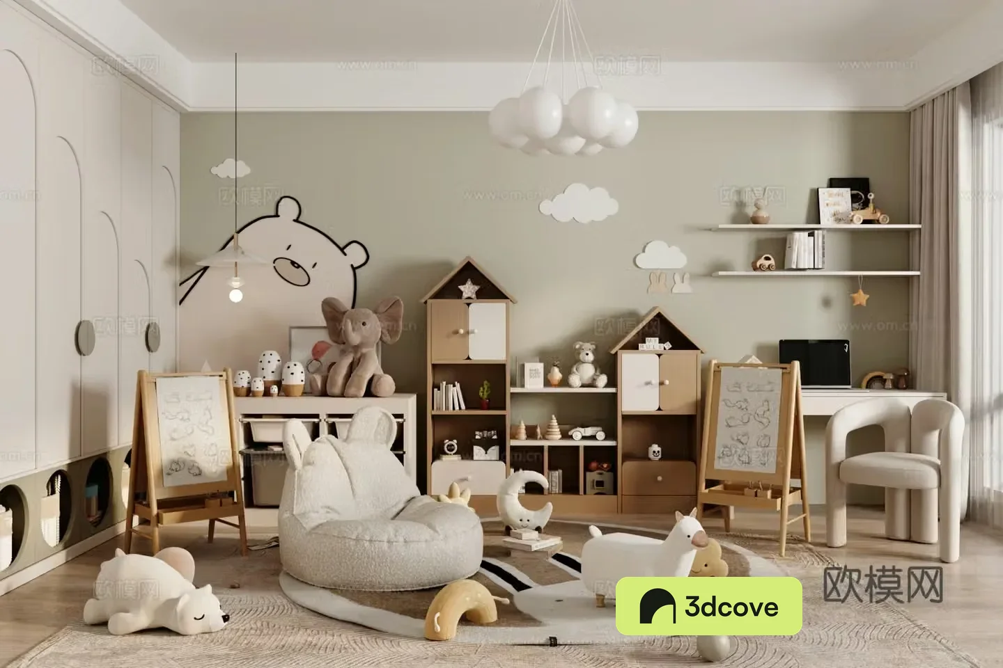 Modern children’s entertainment room Toy room Locker combination Casual single sofa