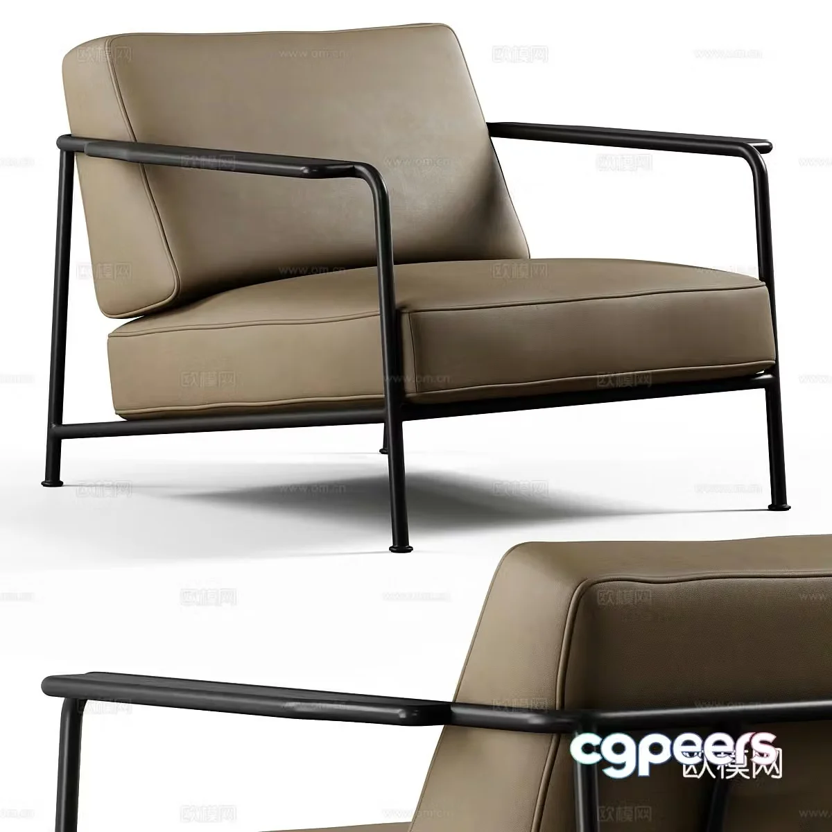 Modern Italian leather lounge chair 3d model