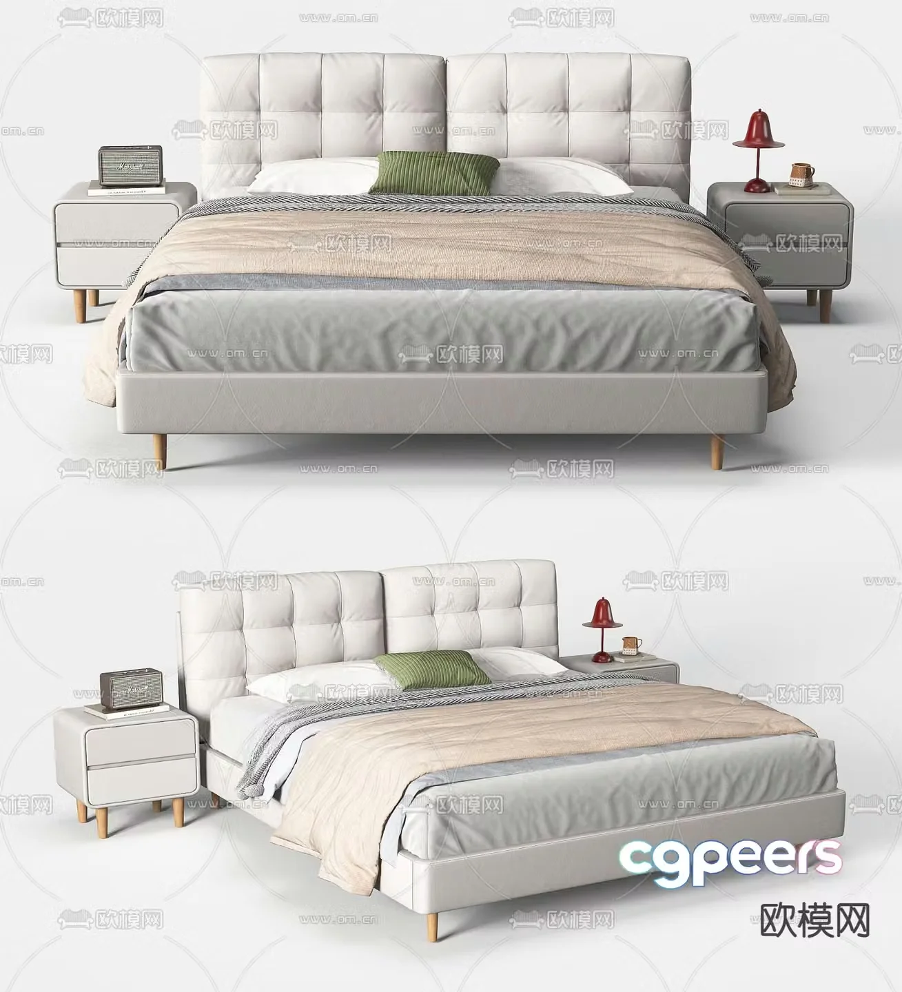 Modern double bed 3d model