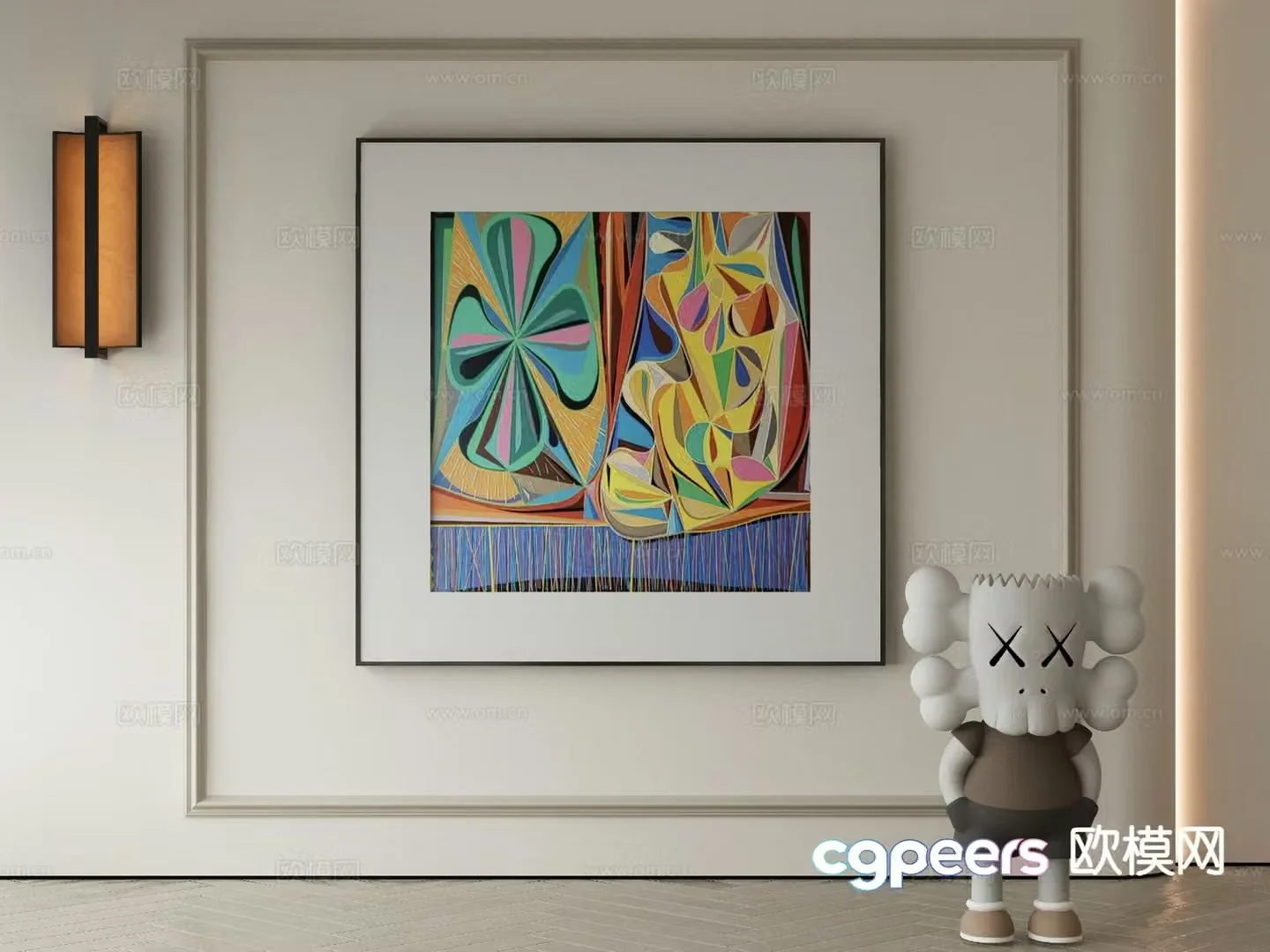 Modern decorative painting abstract painting 3d model