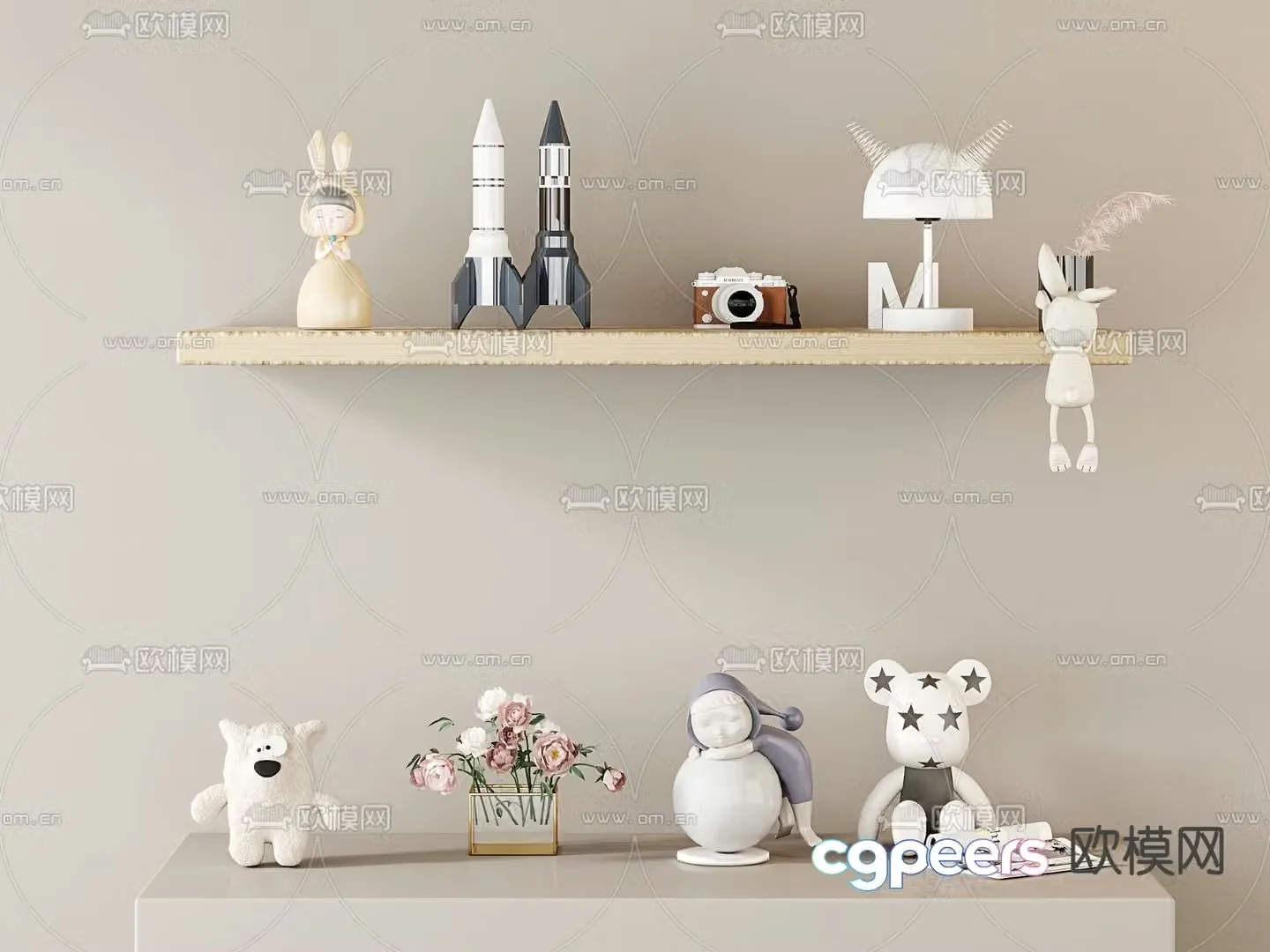 Children’s decorations ornaments hand-made toys sculptures camera 3D models