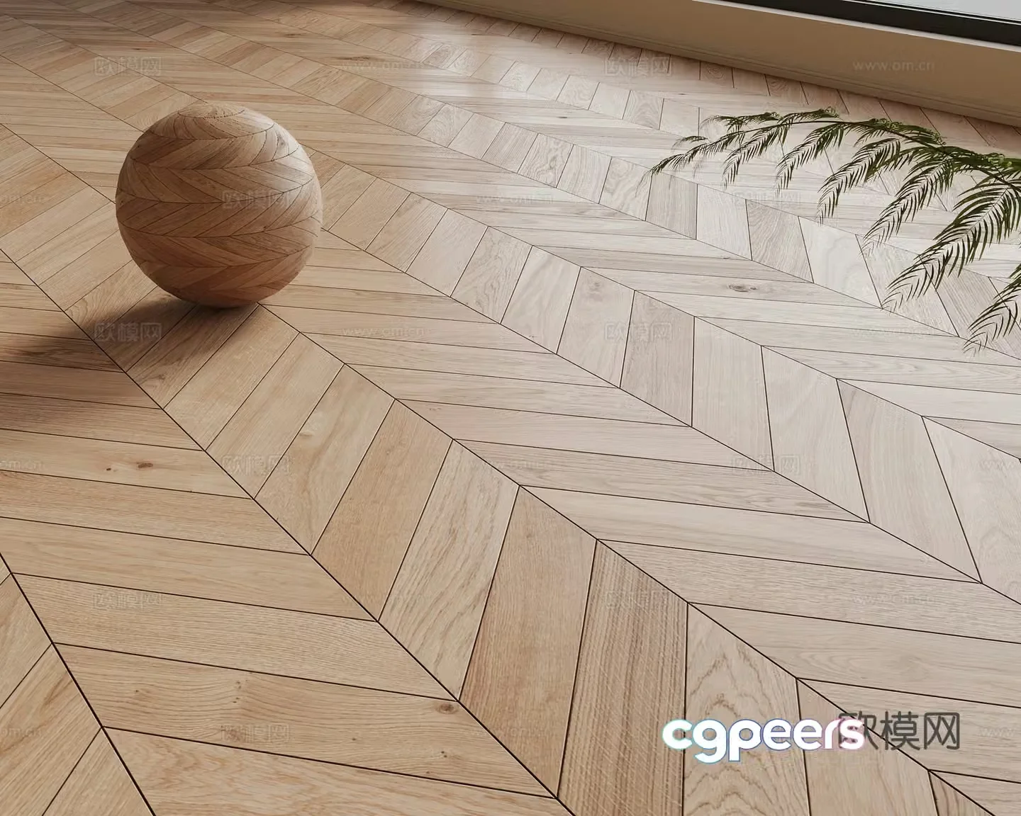Modern wooden floor Herringbone wooden floor 3d model