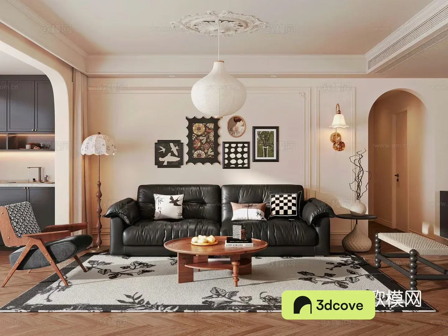 Middle-aged living room 3d model