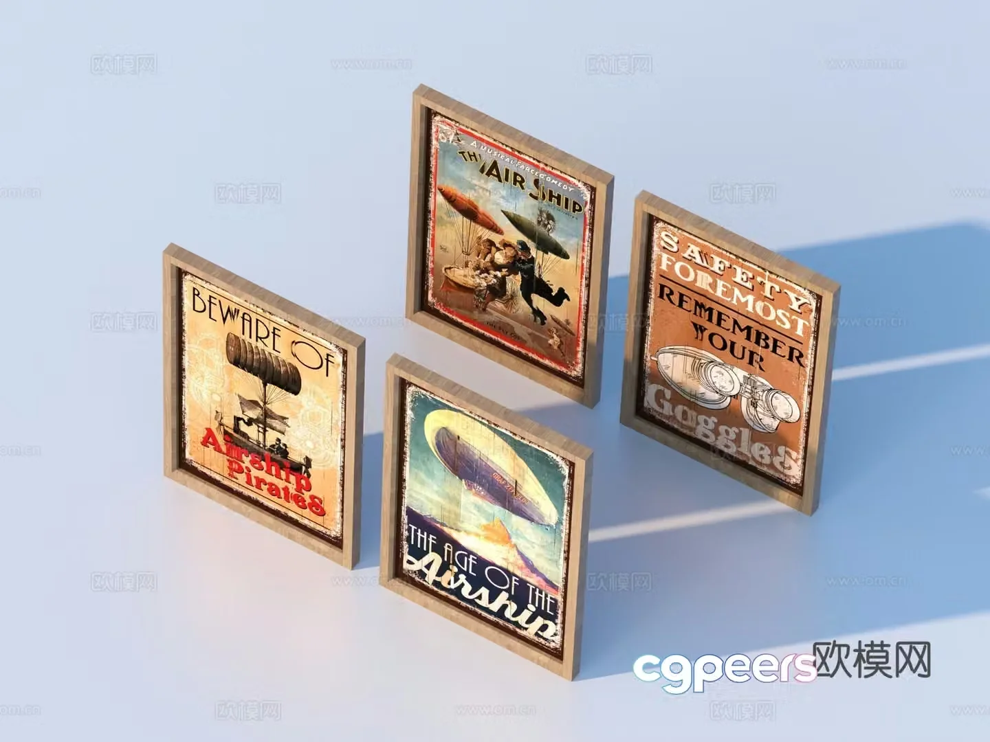 Photo frames decorative paintings ornaments 3d model