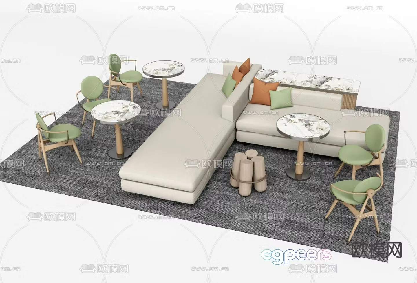 Reception sofa leisure sofa 3d model