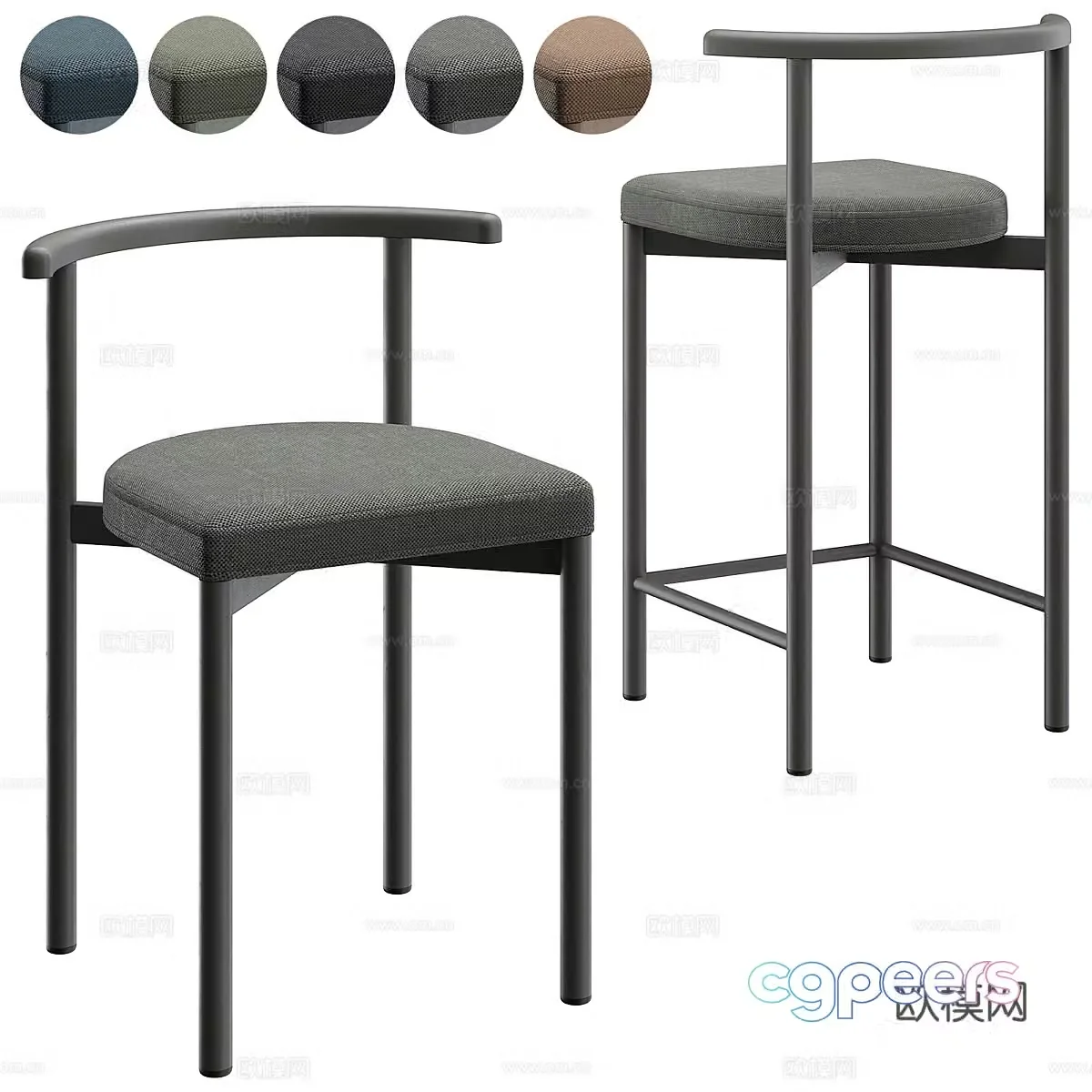 New Chinese wooden bar chair 3D model