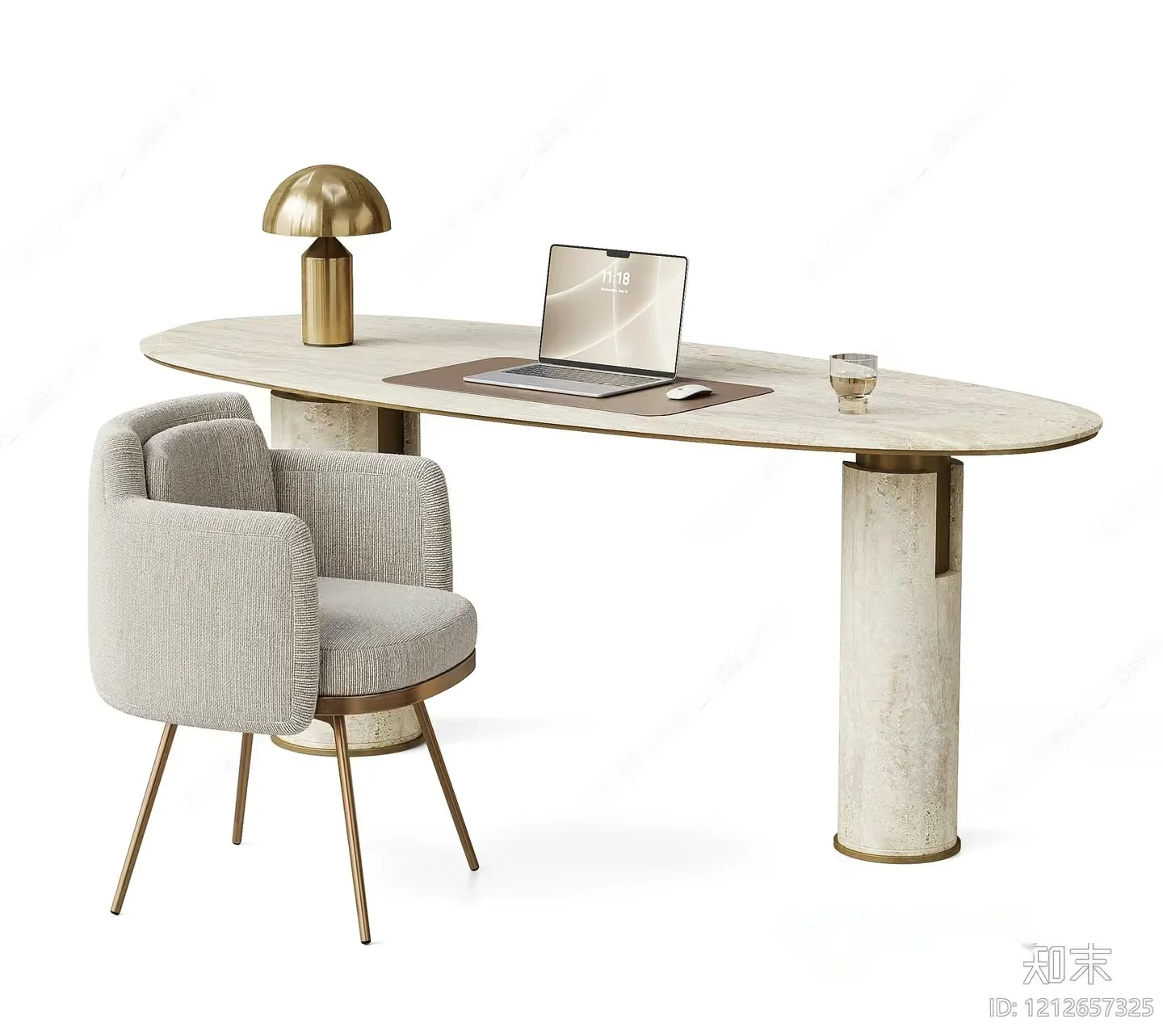 Modern Office Desk With Laptop 3D Model – 2552 – VRAY Render