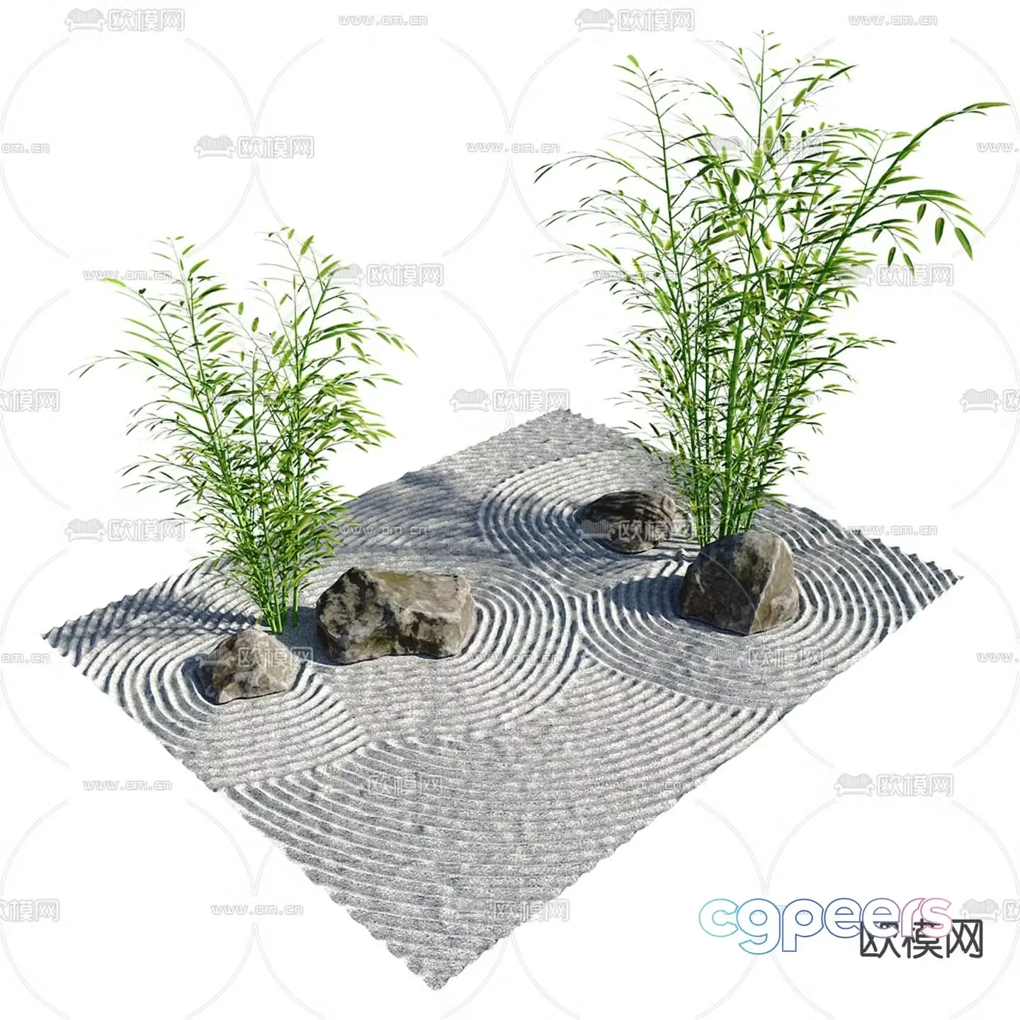 Bamboo landscape green plant landscape sketch 3d model