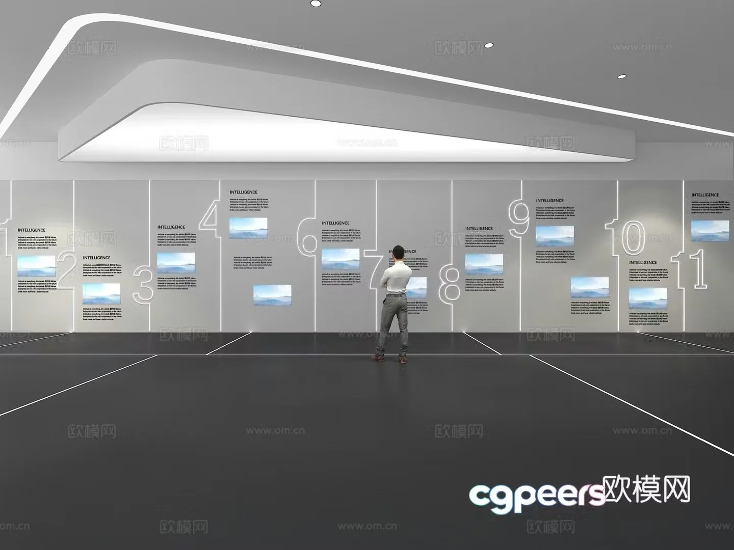 Cultural wall Corporate culture wall Display wall Theme wall Exhibition hall Campus culture Corridor 3D model