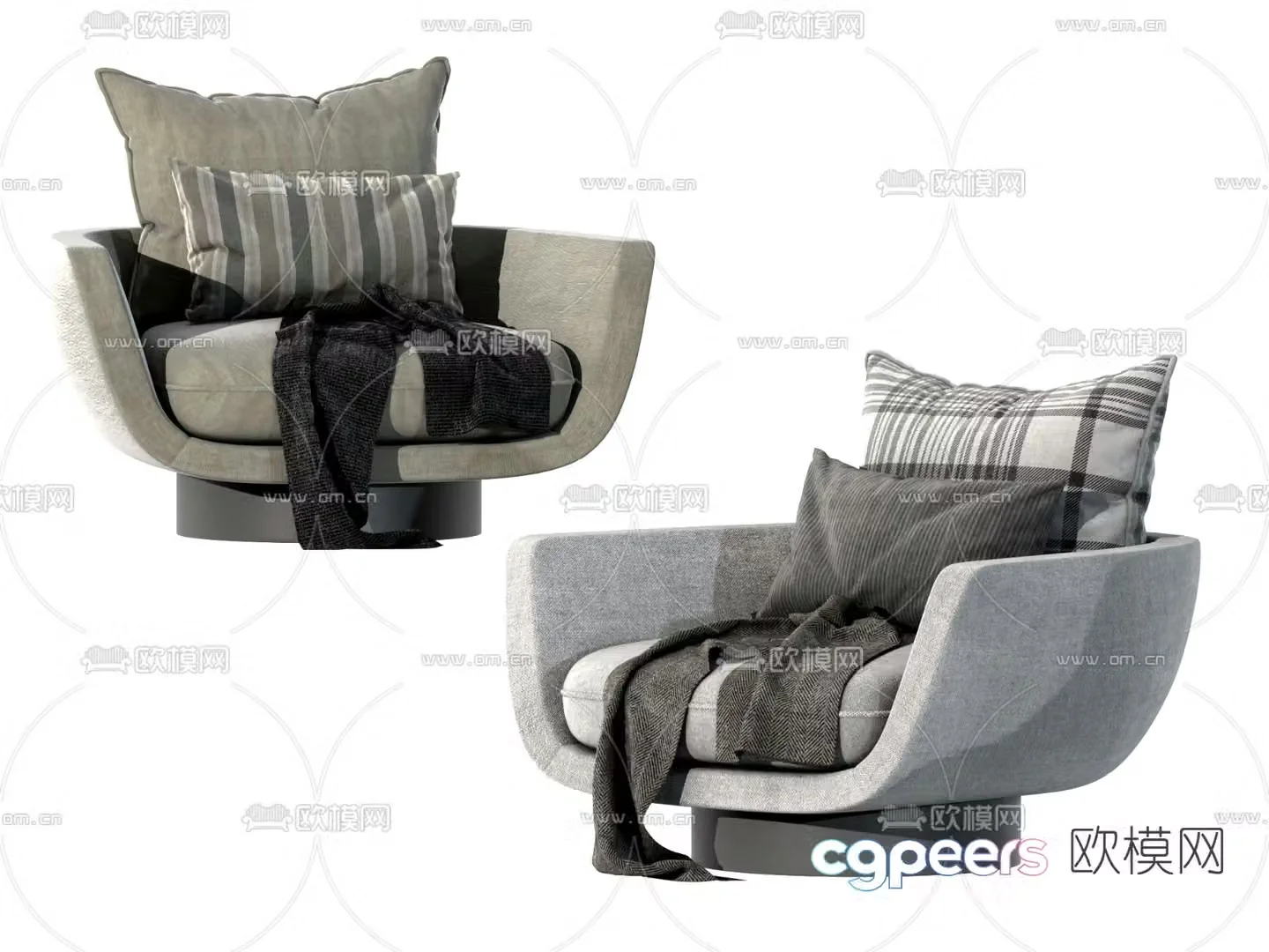 B&B italia modern gray lounge sofa 3d model
