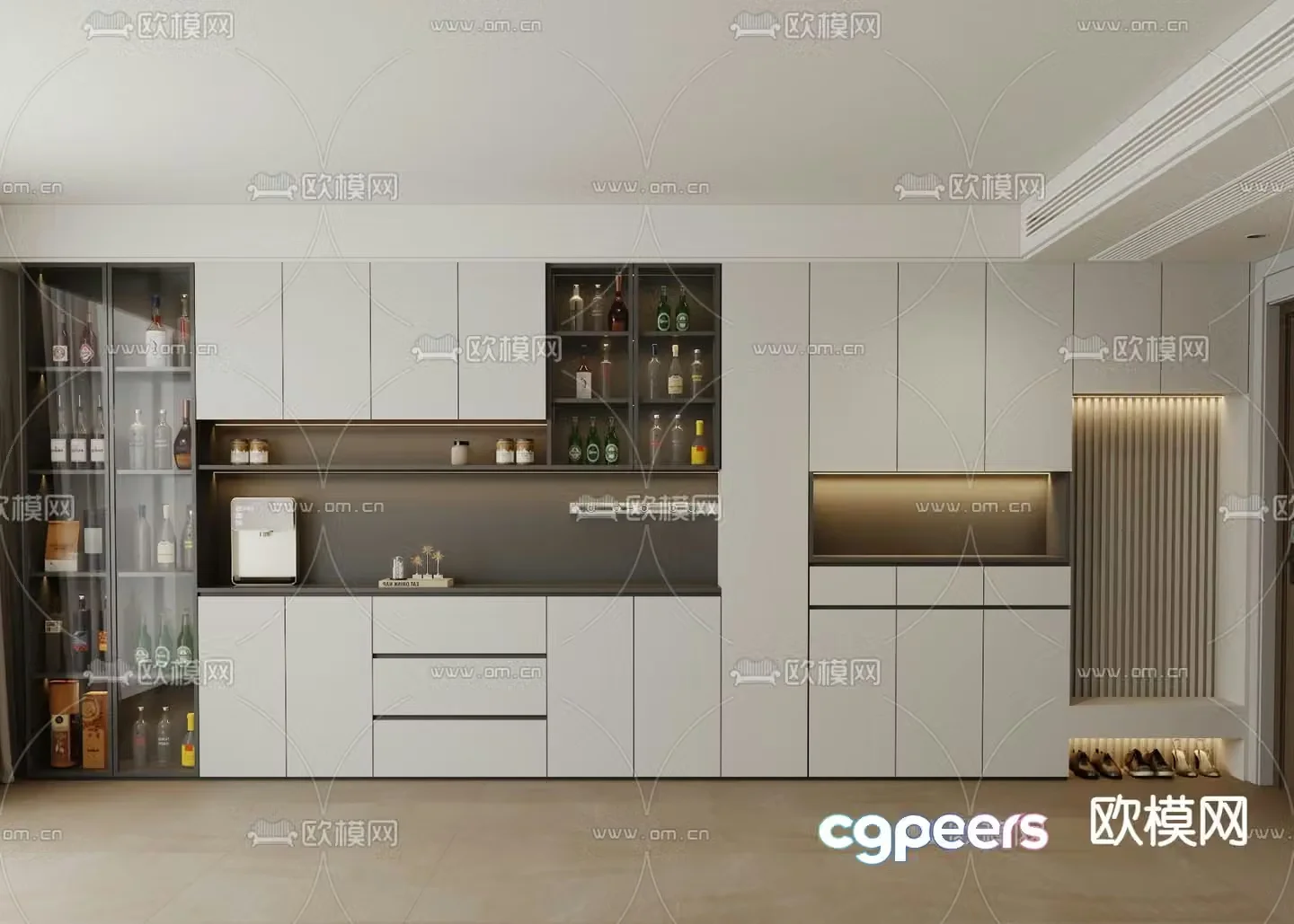 Modern wine cabinet sideboard 3d model