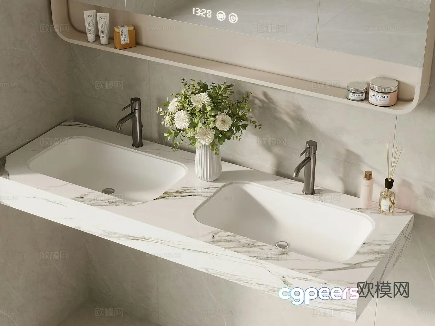 Modern washbasin under counter basin 3D model