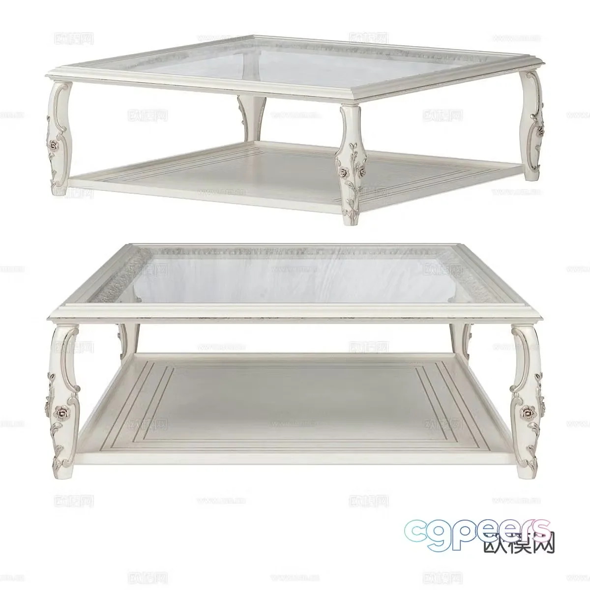 French coffee table glass coffee table 3d model
