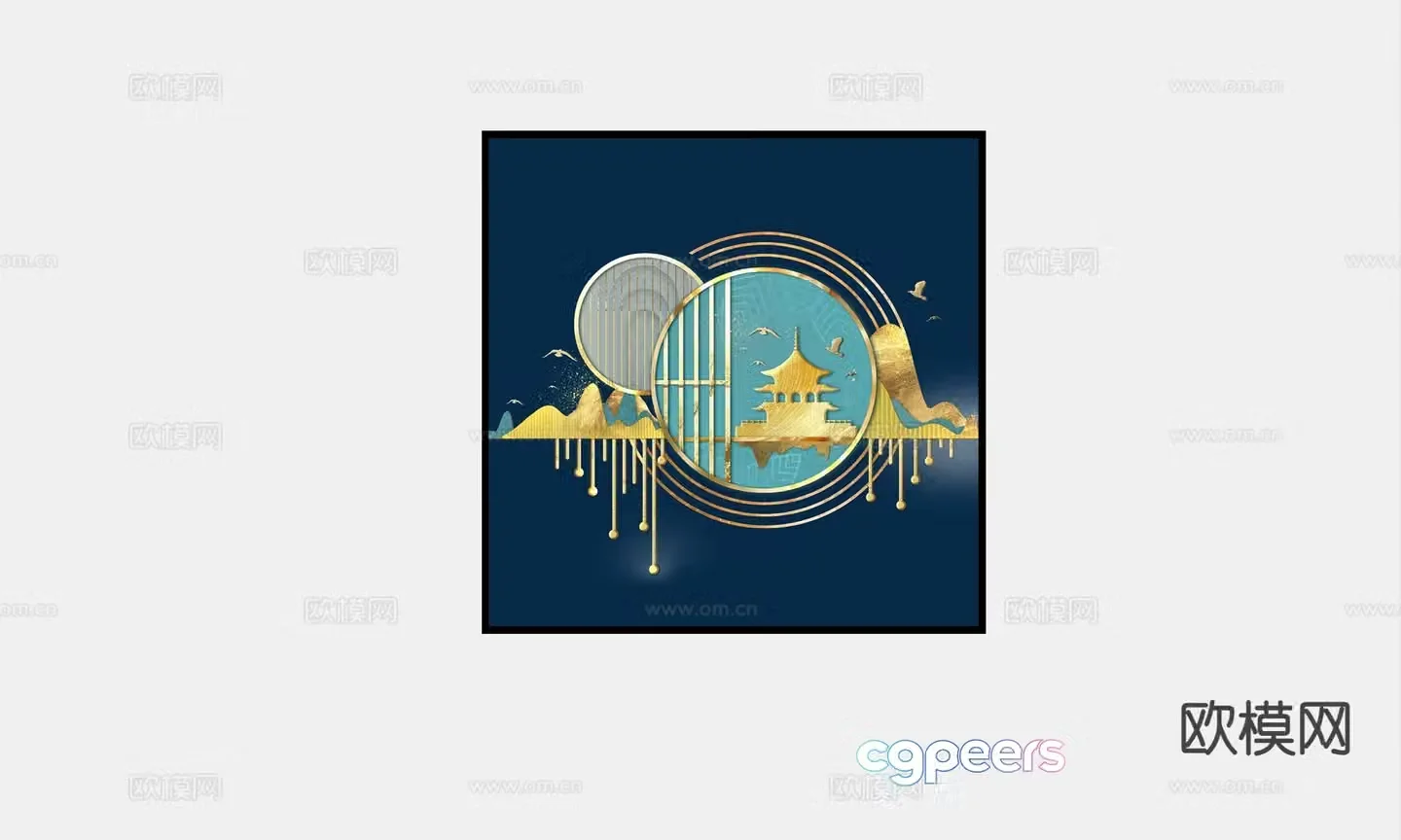 Chinese decorative painting hanging painting 3d model