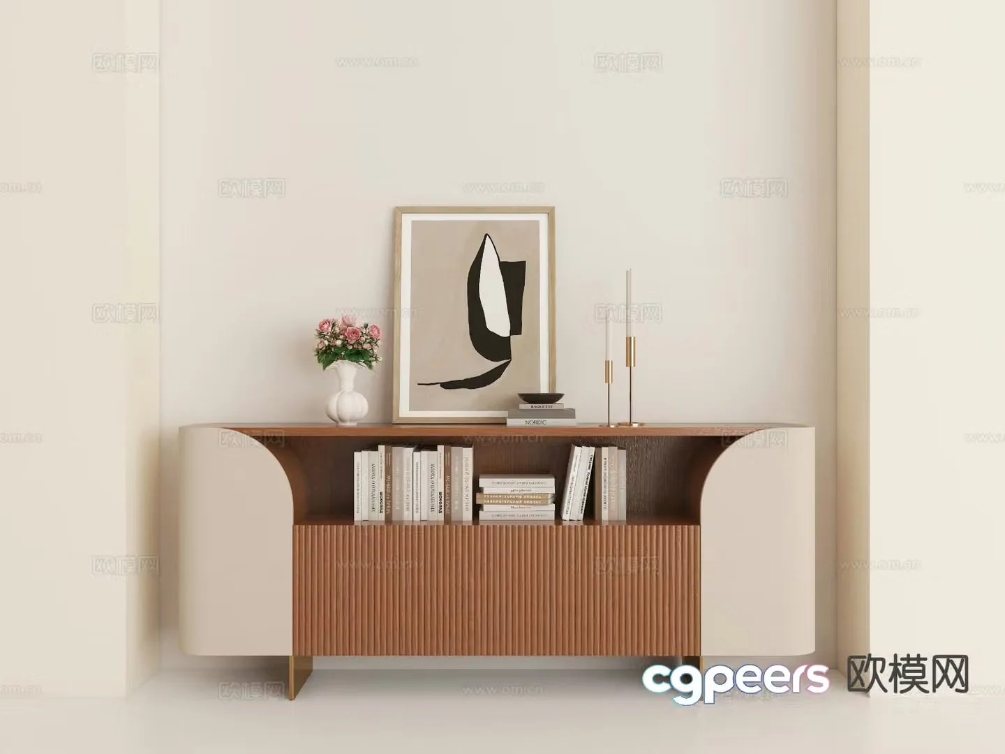 Medieval style entrance cabinet and side cabinet 3D model
