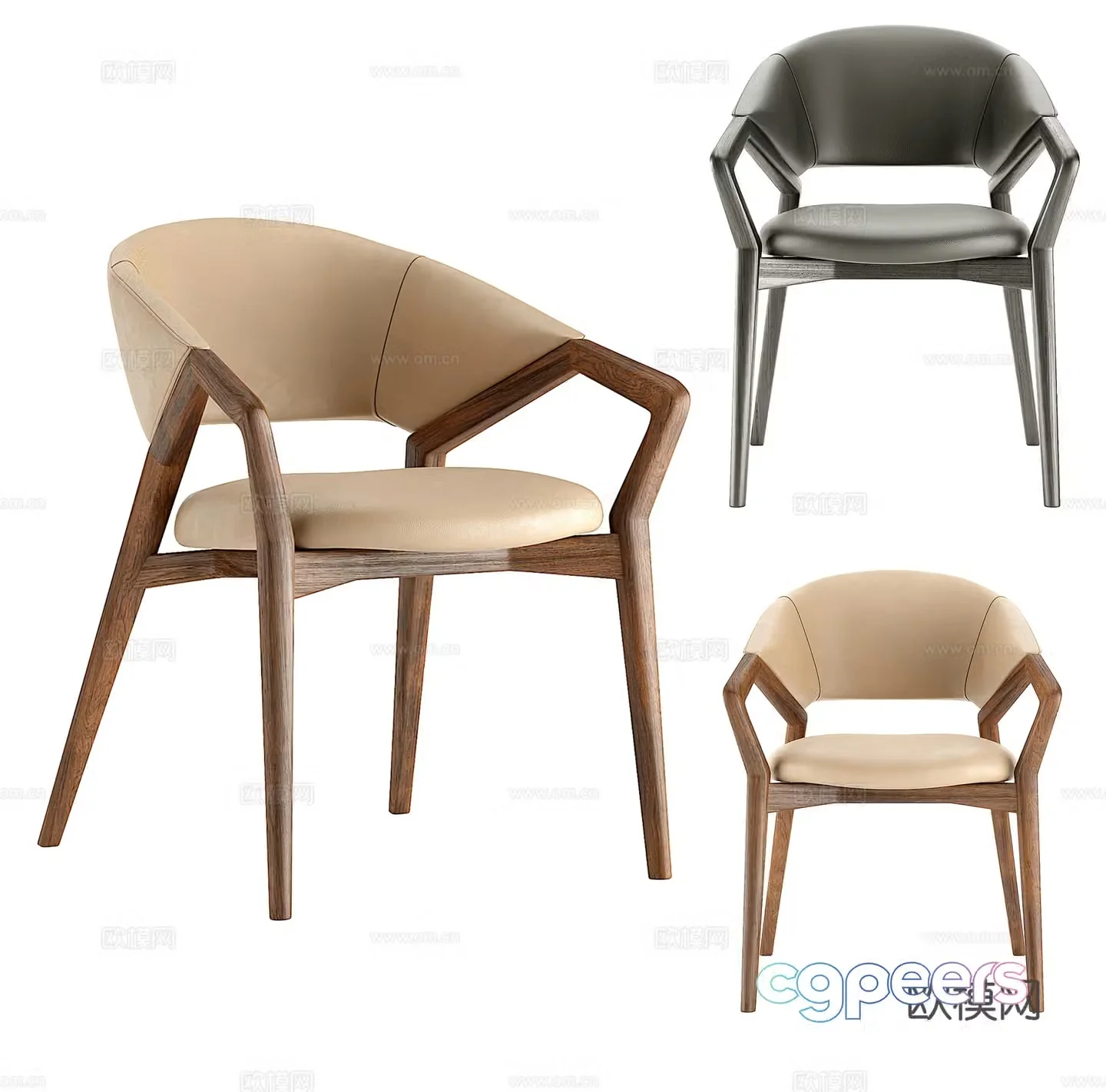 Modern single chair dining chair armchair 3d model