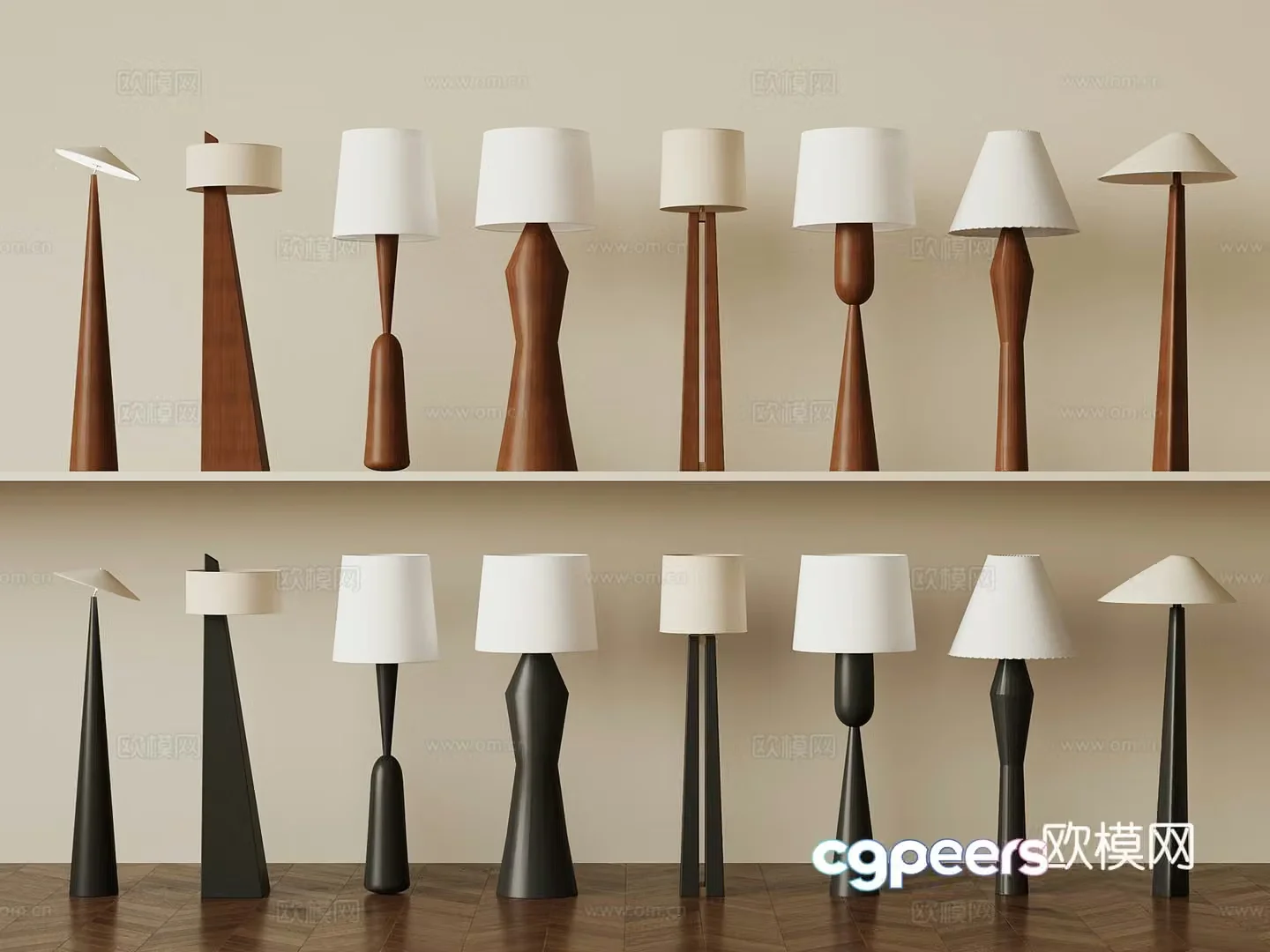 Floor lamp French medieval floor lamp Floor lamp combination 3D model