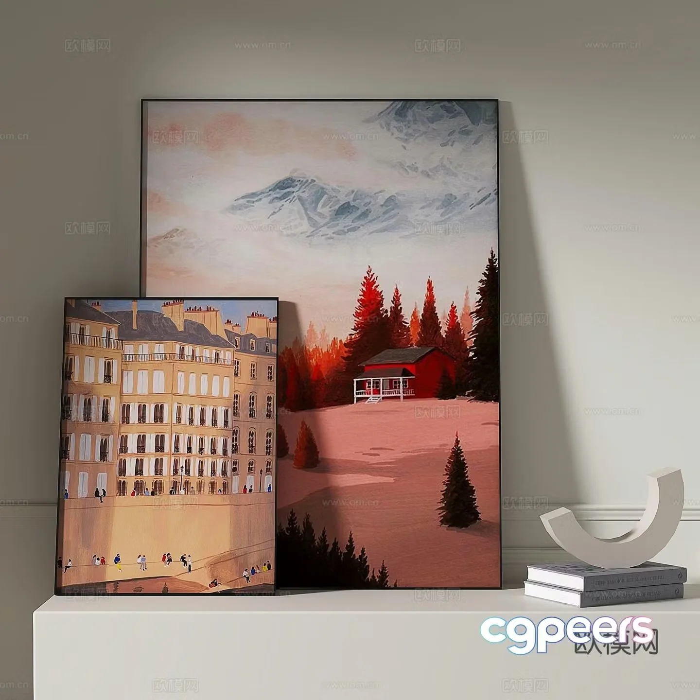 Modern cartoon painting decorative painting 3d model