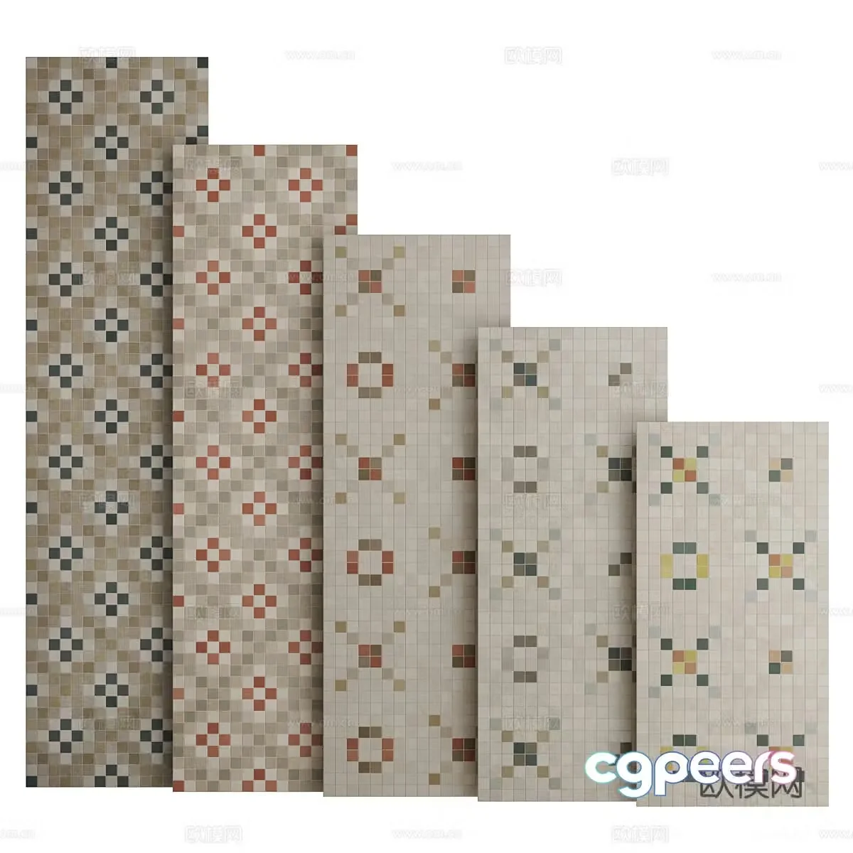 American mosaic parquet tiles 3d model