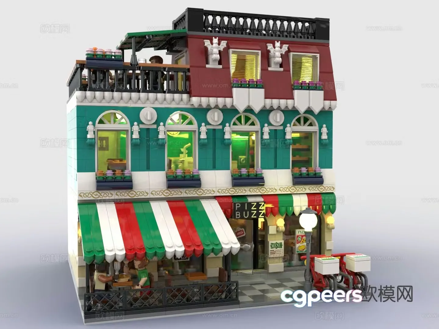 LEGO LEGO toys building block pizza shop 3d model
