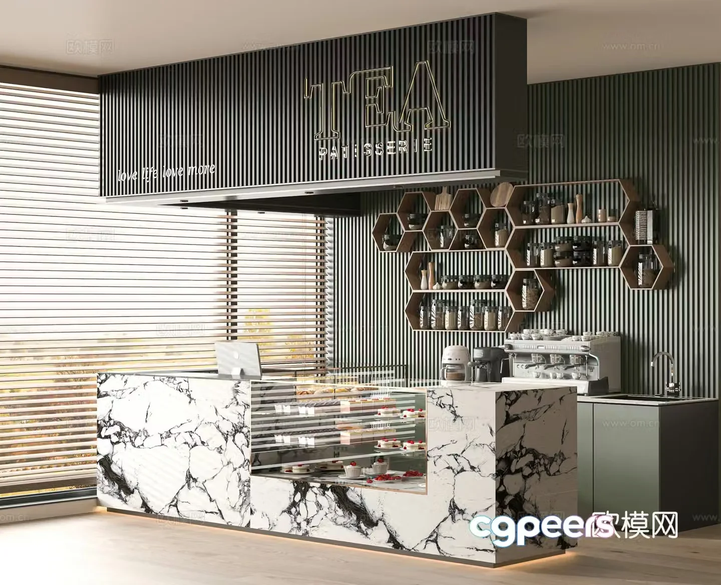 Modern milk tea shop 3d model