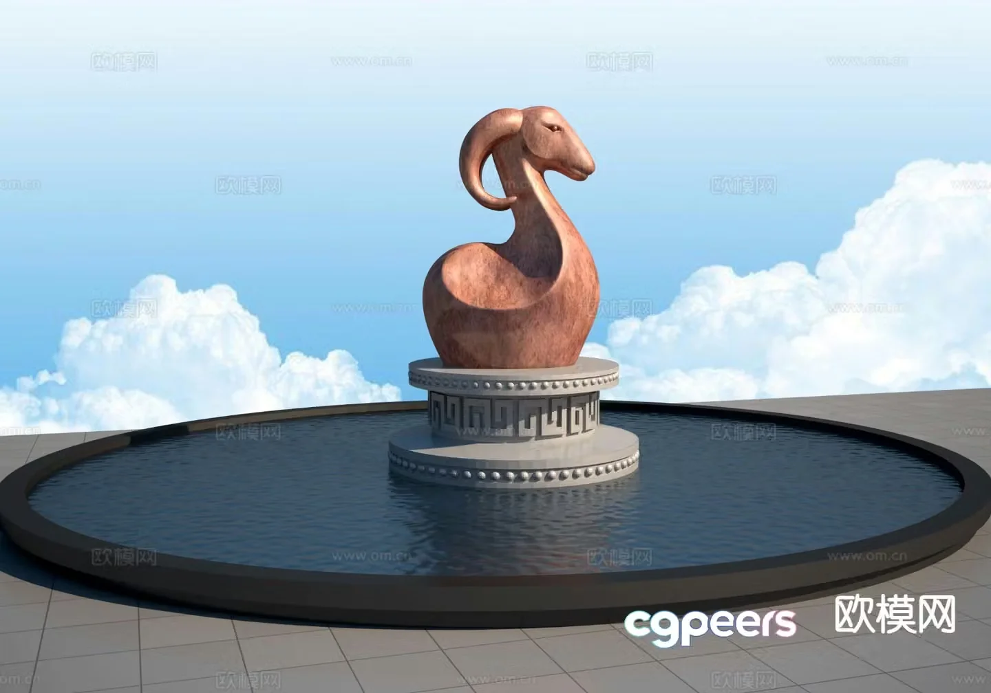 Zodiac sign sheep sculpture 3d model