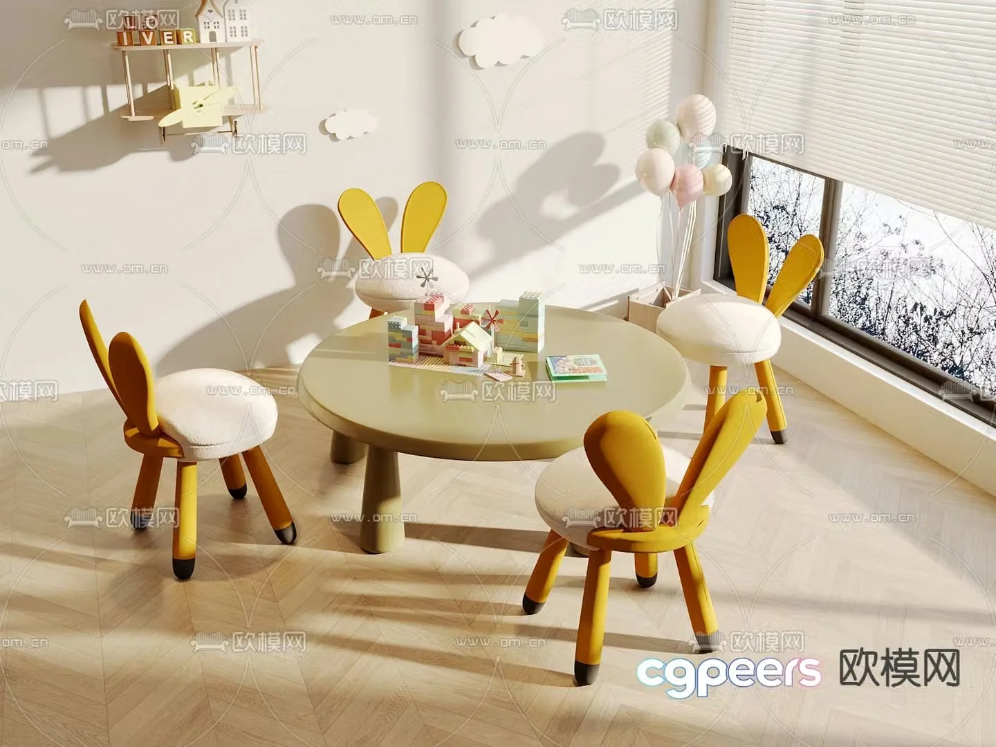 Children’s tables and chairs game tables and chairs 3d model