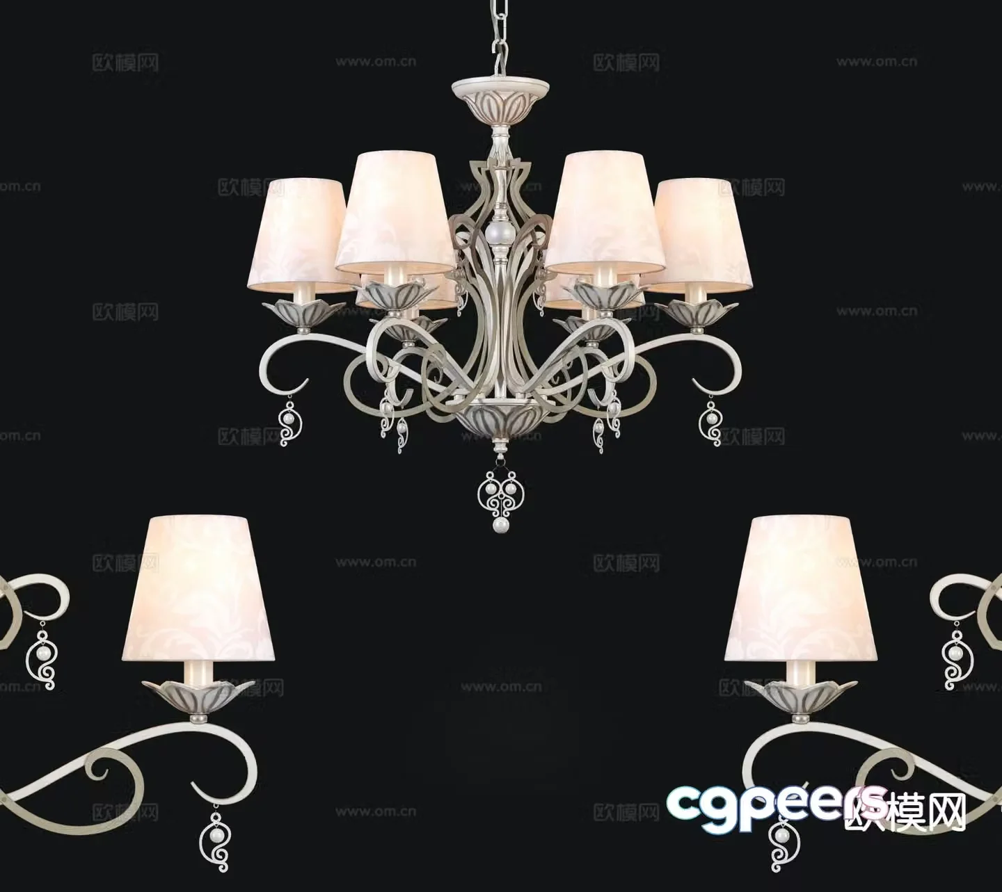 European style chandelier multi-head chandelier 3d model