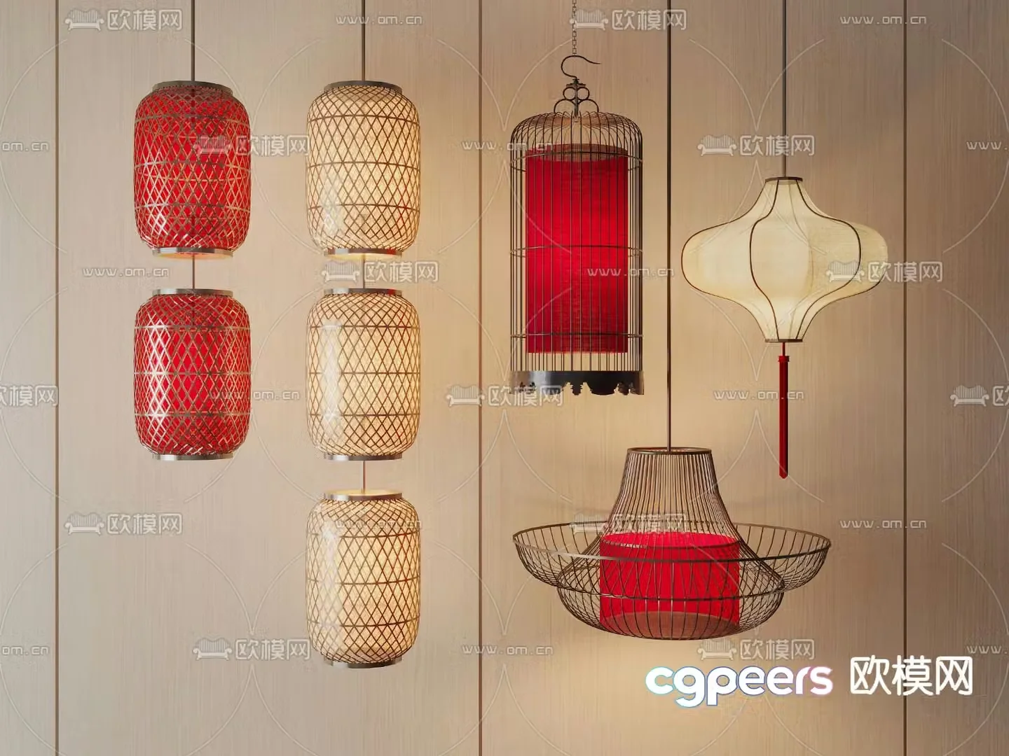 New Chinese lantern decorative lamp 3d model
