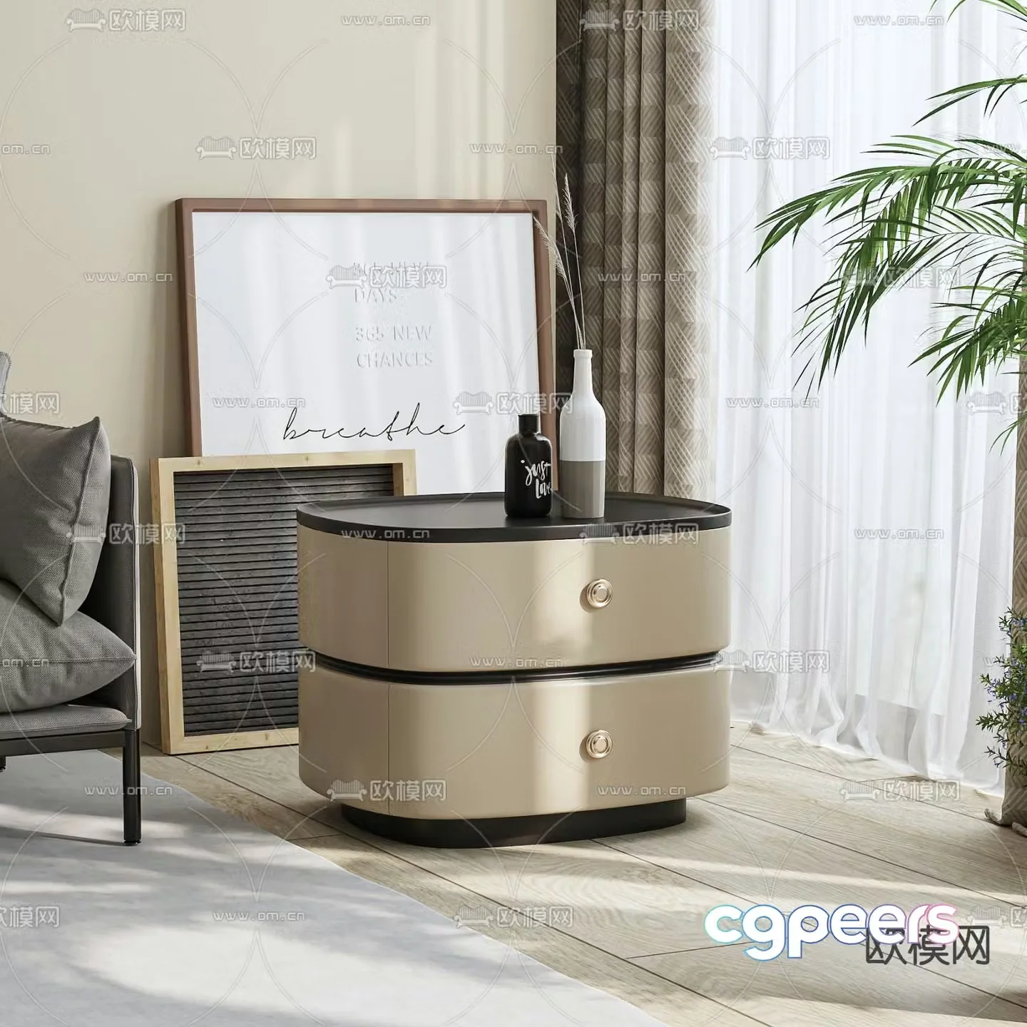 Modern bedside table 3d model