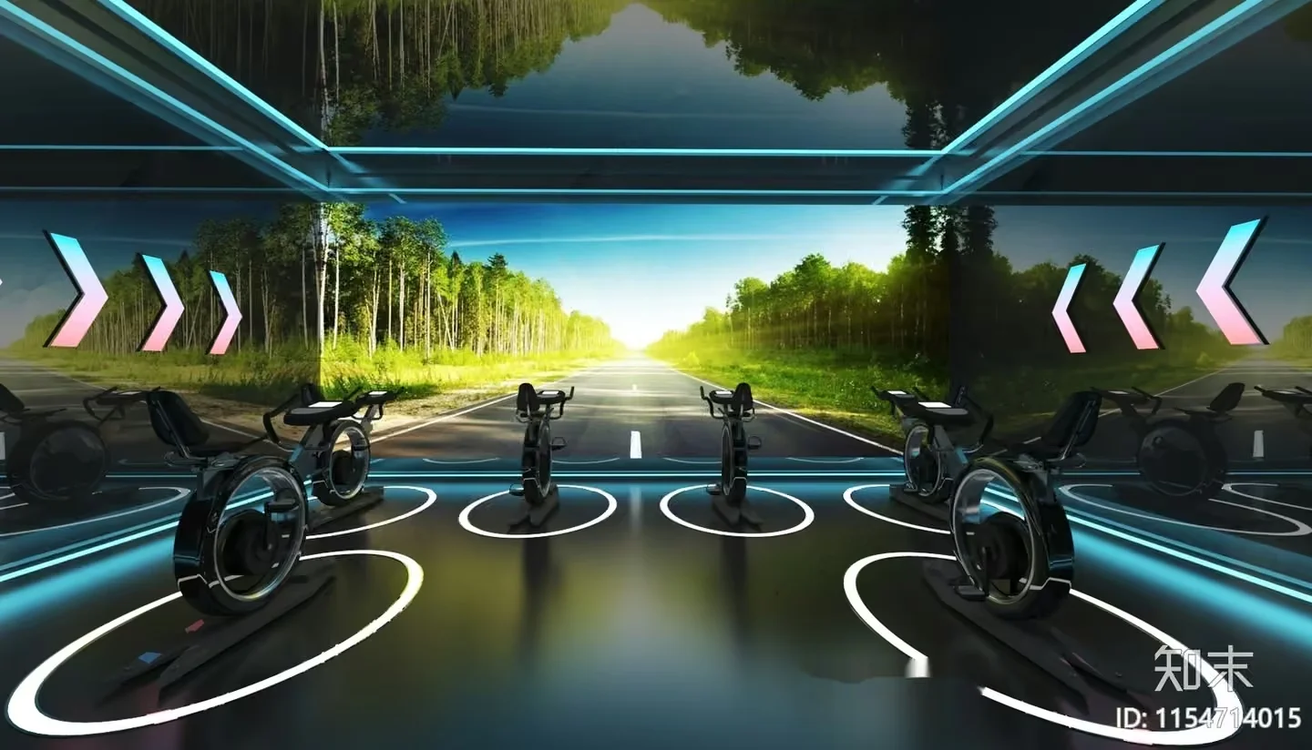 The Main Subject Is A Futuristic Exercise Room With Bicycles 3D Model – 14377 – VRAY Render