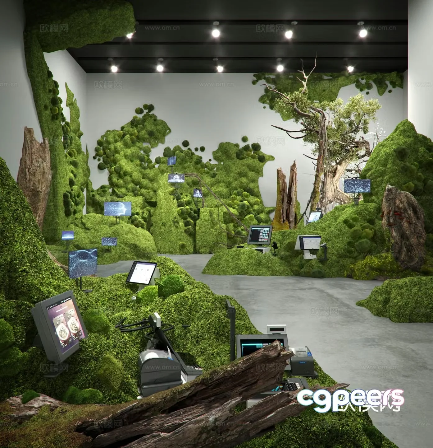 Modern indoor moss wall landscaping 3d model