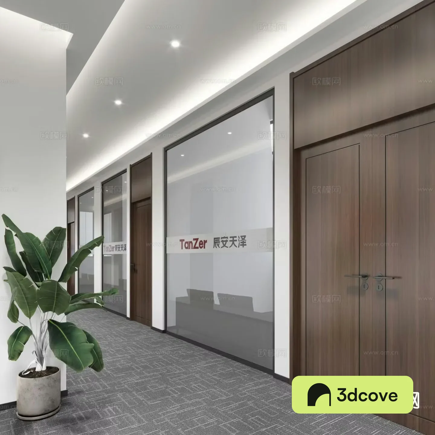Modern office corridor aisle