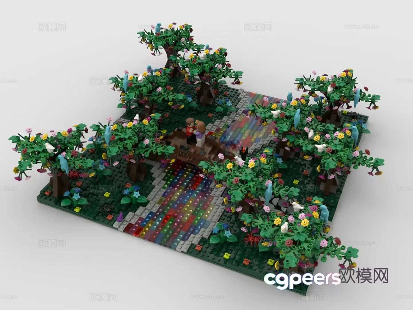 LEGO LEGO Toy Building Blocks Forest Park Garden Small Bridge Running Water 3D Model