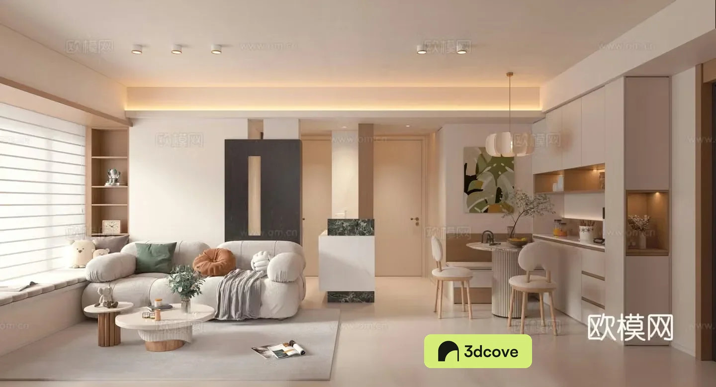 Modern creamy restaurant sofa and coffee table combination booth dining table and chair open study room