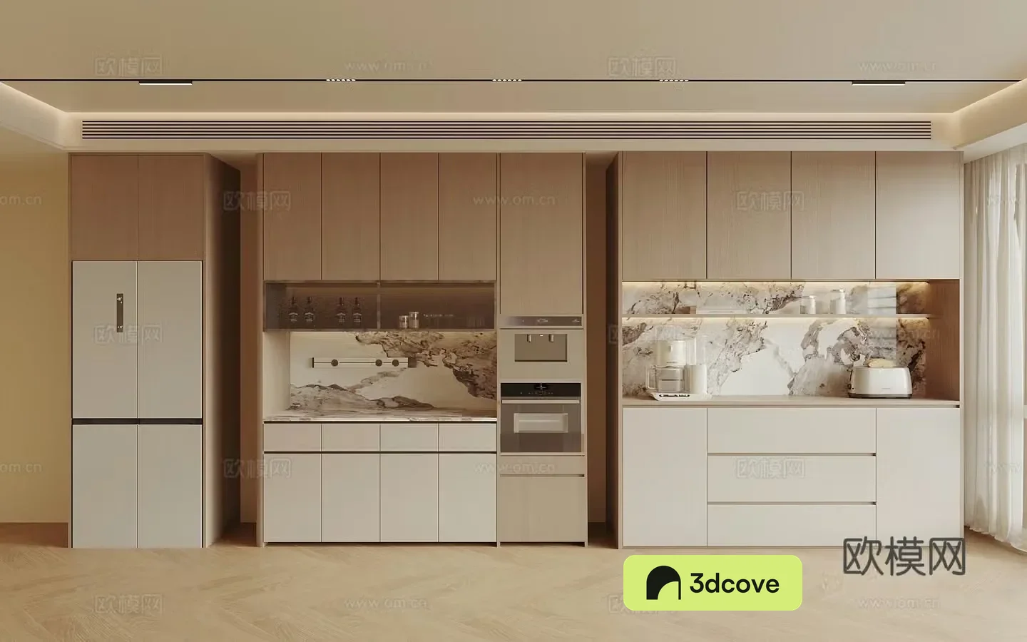 Modern sideboard meal preparation cabinet refrigerator cabinet