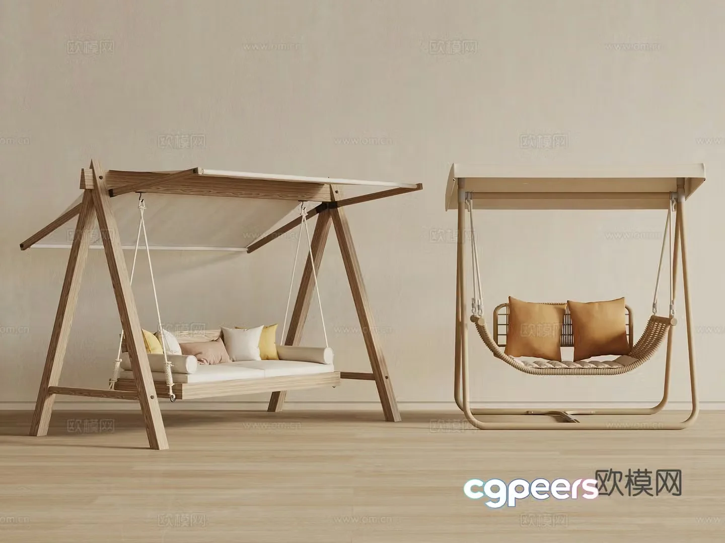 New Chinese style hanging chair garden chair swing 3d model