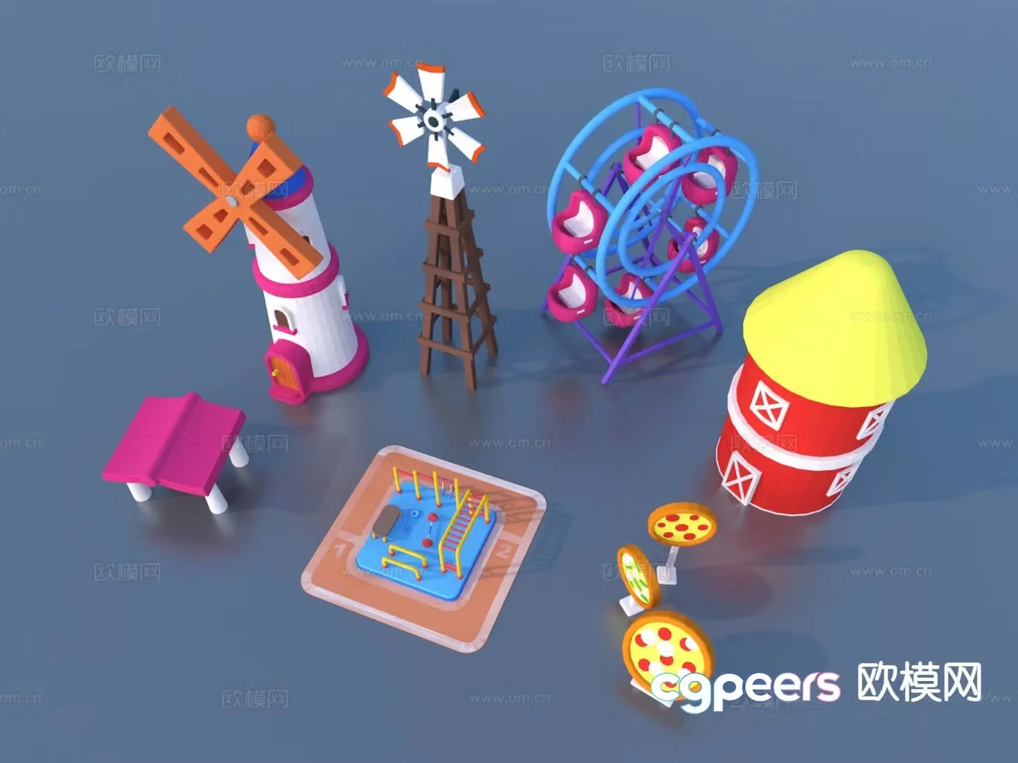Cartoon toys play house toys sketch 3d model