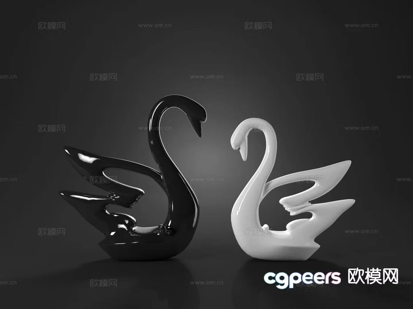 Modern swan ornament 3d model