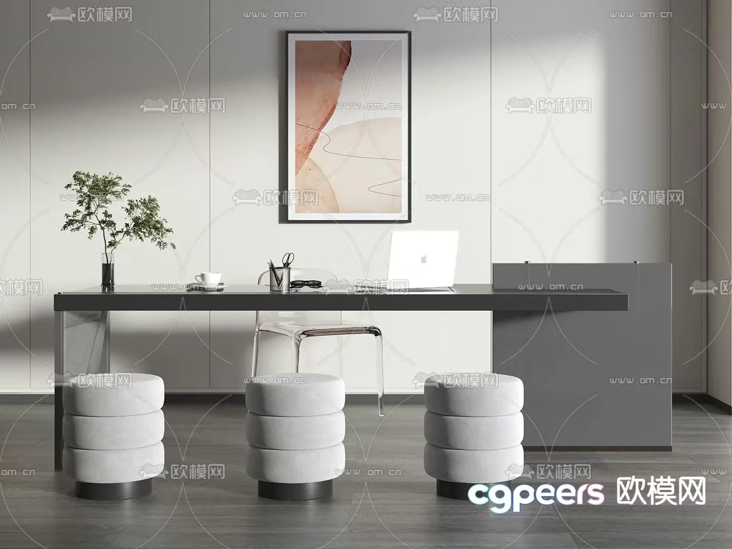 Office desk and chair 3d model
