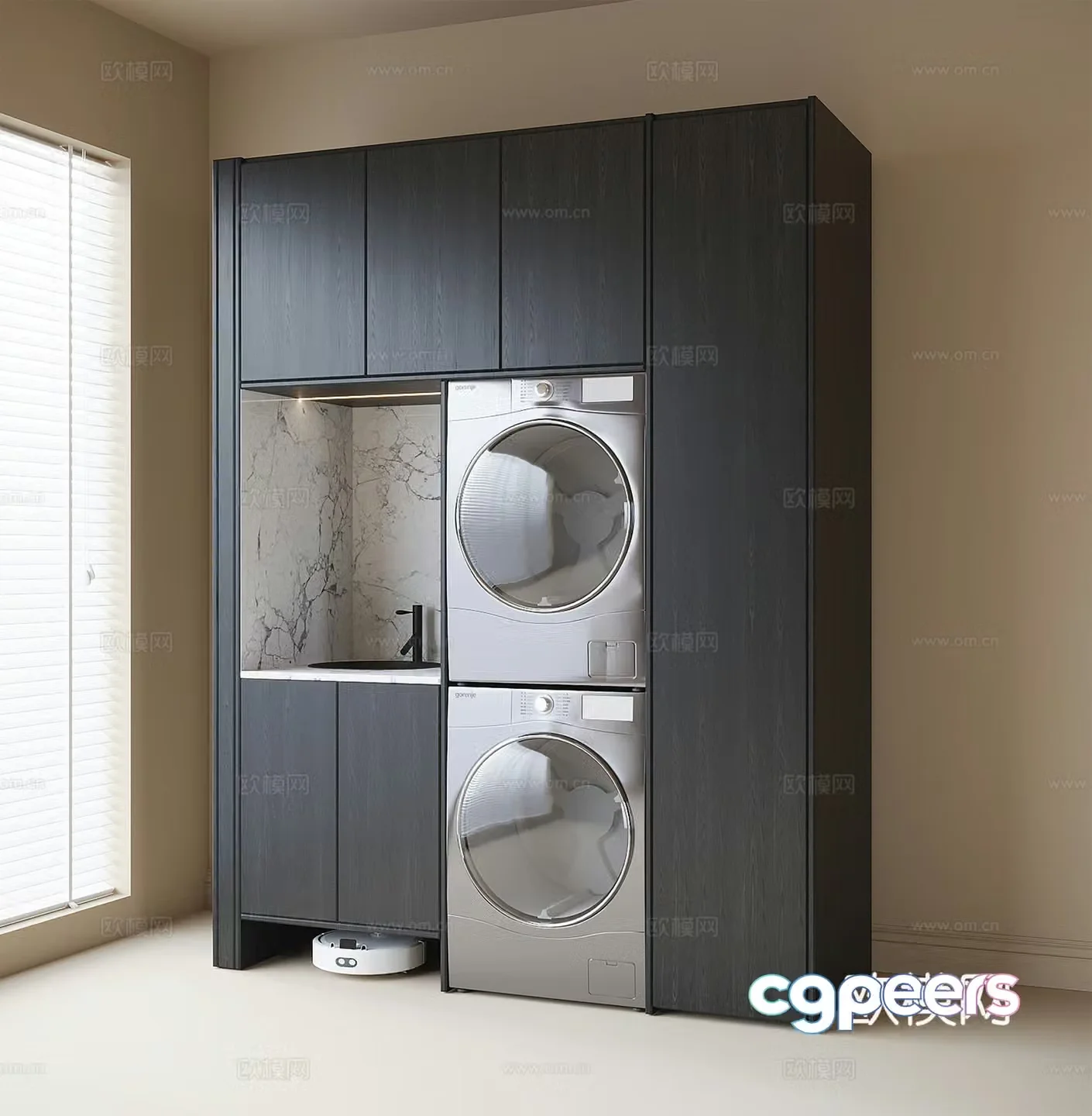 Modern washing machine cabinet balcony cabinet washing machine 3d model