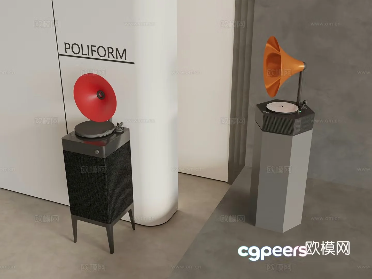 Modern gramophone record player 3d model