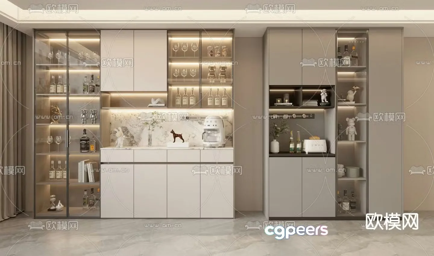 Sideboard Wine Cabinet 3D Model