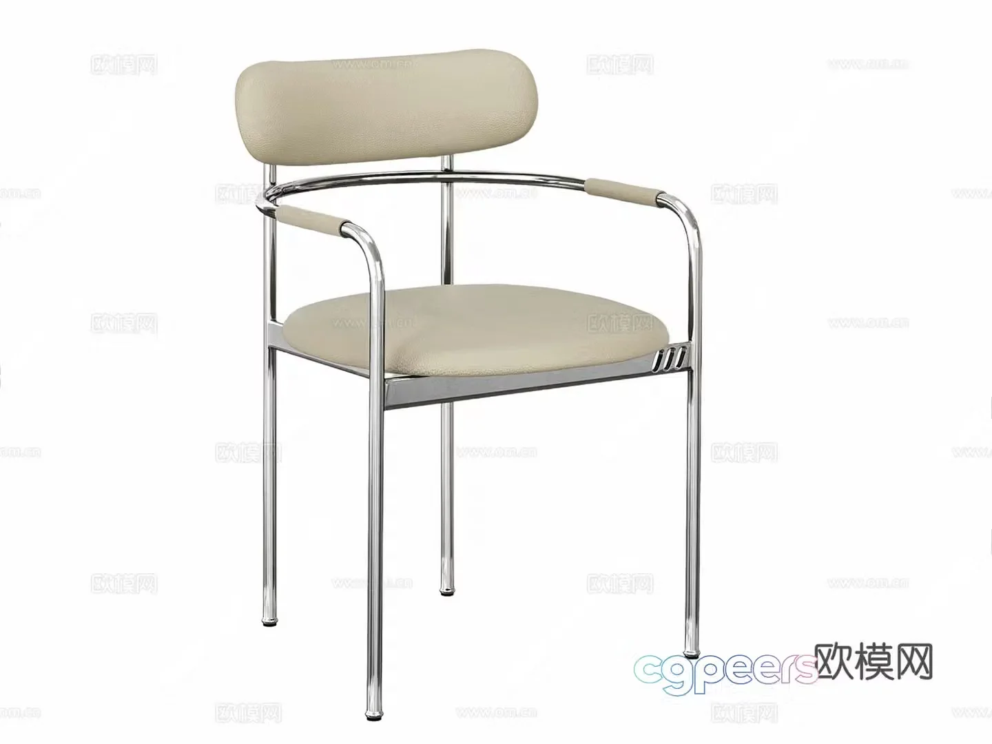 Loft modern dining chair leather light luxury dining chair metal dining chair 3d model