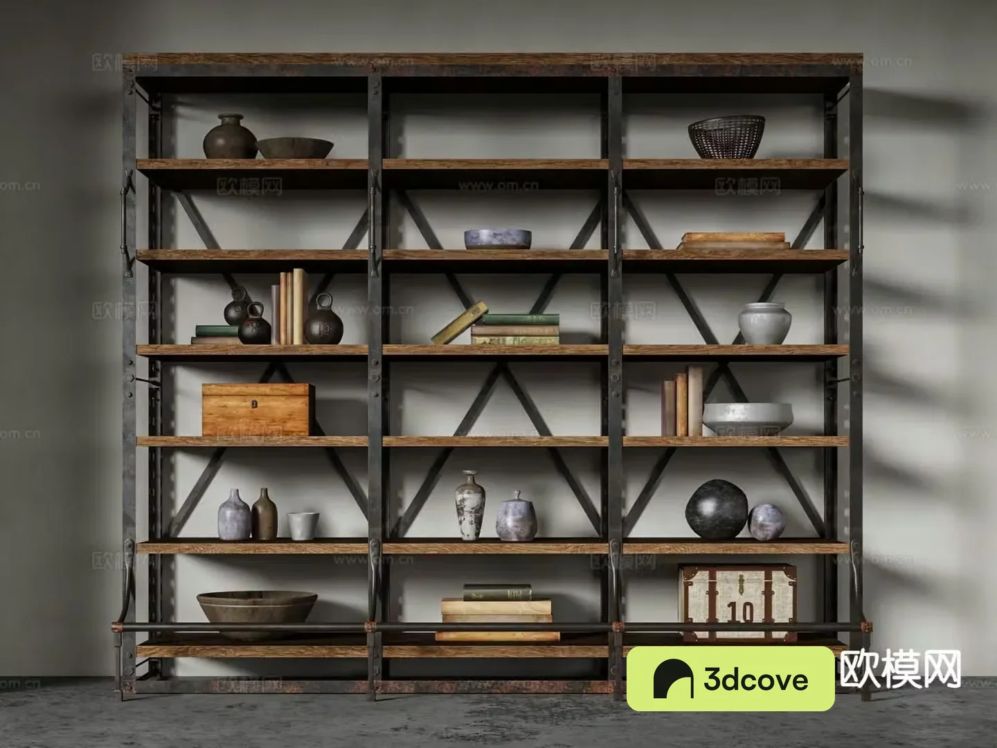 Industrial style bookshelf display rack display cabinet