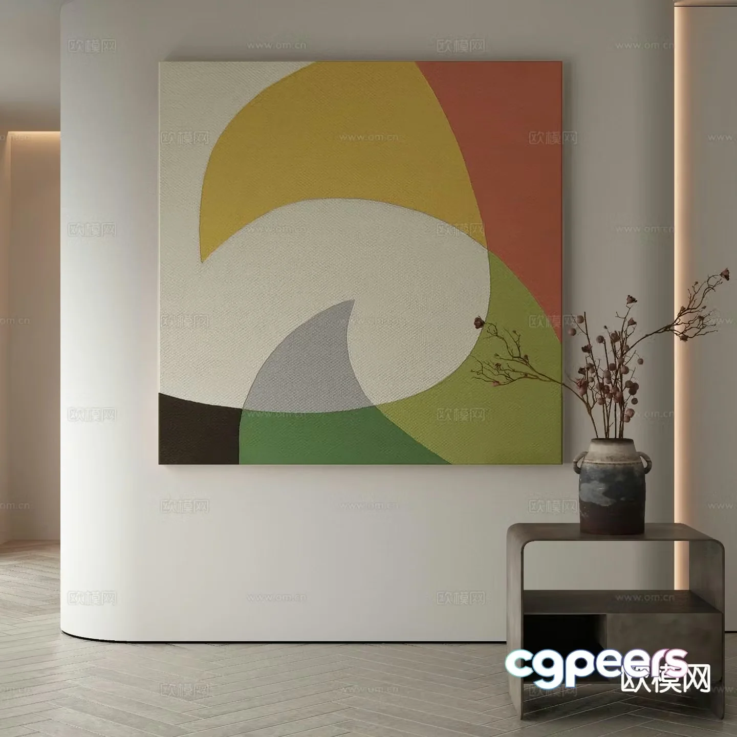 Modern decorative painting geometric hanging painting 3D model