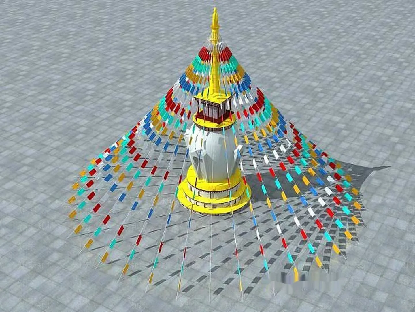 A Colorful Multi-Tiered Structure 3D Model – 2324 – VRAY Render